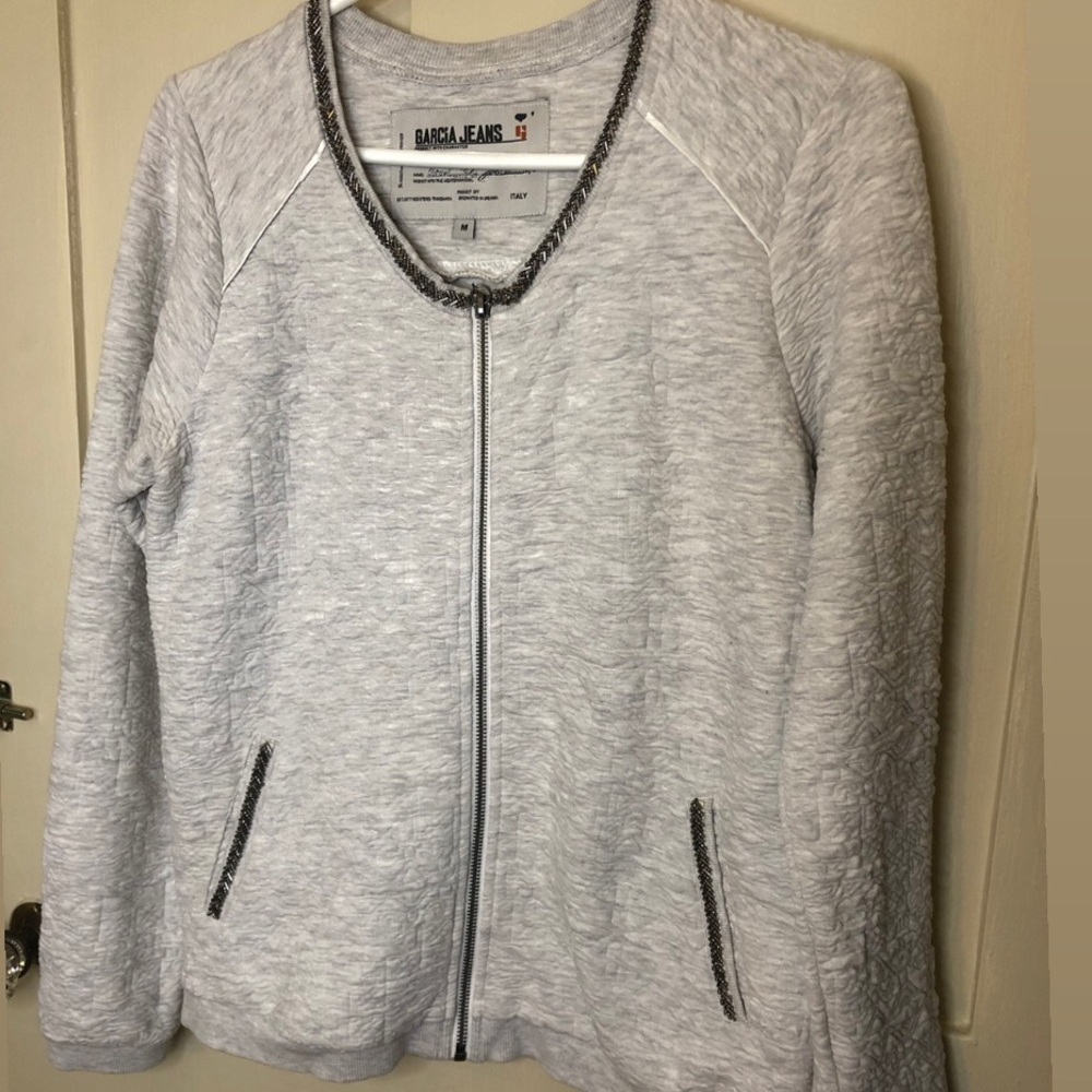 Quilted, beaded, bomber jacket